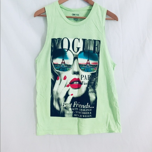 On Fire Tops - Green tank top